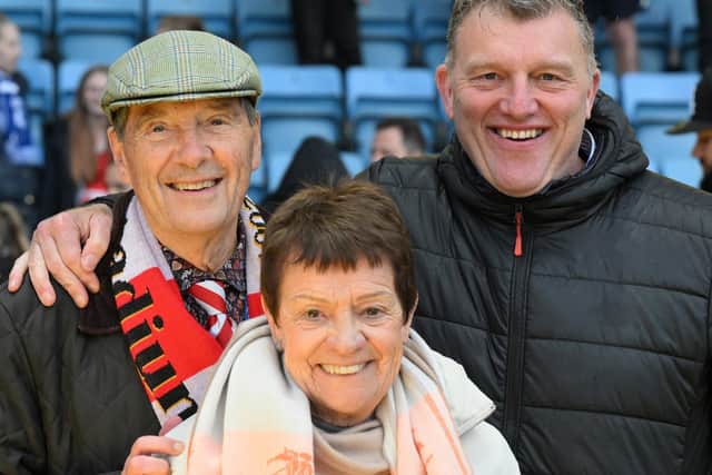 Liz Bramall, wife of Doncaster Rovers chairman Terry Brammall, with club chief executive Gavin Baldwin.