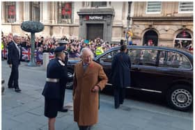 King Charles arrives at the Mansion House.