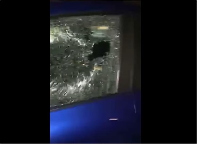 Photos show the damage to Rebecca Huggins' car.