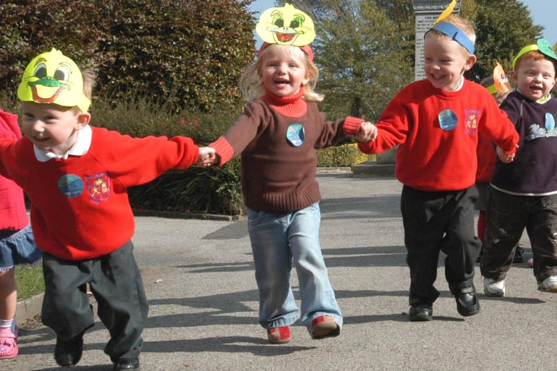 Look at the smiles on the faces of these children from the Silksworth Mother and Toddler Group. They were having a great time in 2005 on a sponsored toddle.