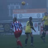 Lauren Camm heads clear for Mexborough Athletic. Picture: Julian Barker