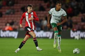 Louie Marsh in action for Sheffield United during the Carabao Cup. Photo: Simon Bellis/Sportimage