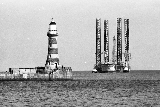The oil rig Inter Ocean II which was brought into the North Dock for overhaul in 1984. Does this bring back memories?