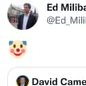 Ed Miliband shared David Cameron's infamous chaos tweet with a clown emoji. (Photo: Ed Miliband/Twitter).