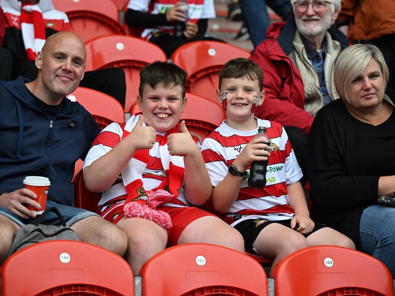 Doncaster Rovers fans watch the win over Gillingham.