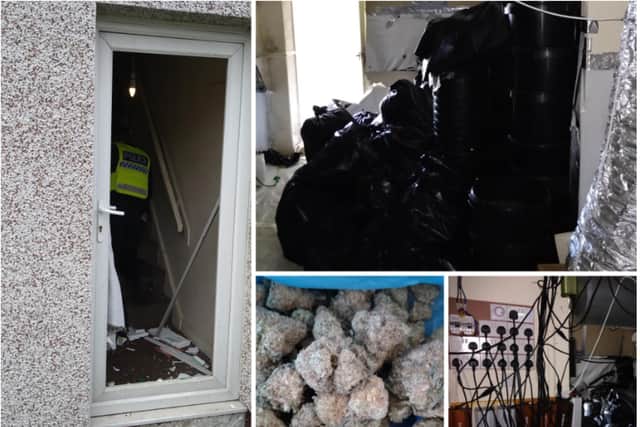 Police found a cannabis den after smashing into a house in Dunscroft.