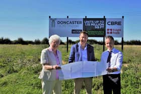 Mayor Ros Jones, Jason Stowe from Wilton Developments and Dan Swaine, Doncaster’s Director for Place.