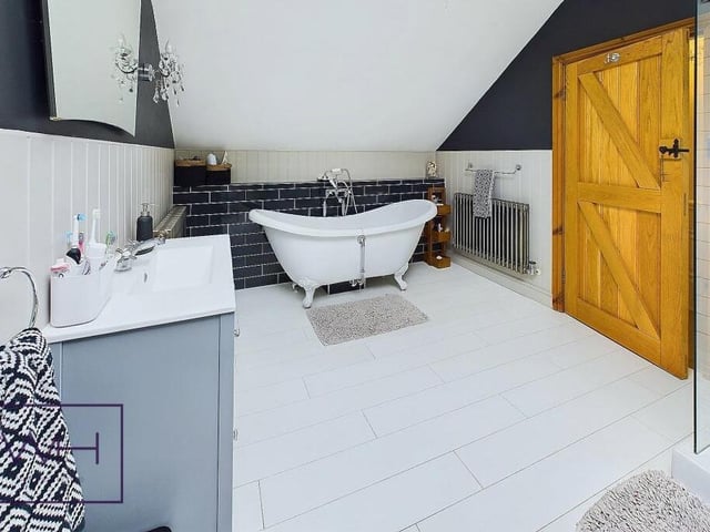 One of two stylish bathrooms.