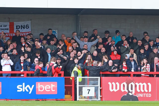 Some of the Doncaster Rovers fans who watched the 2-0 win at Crawley Town.