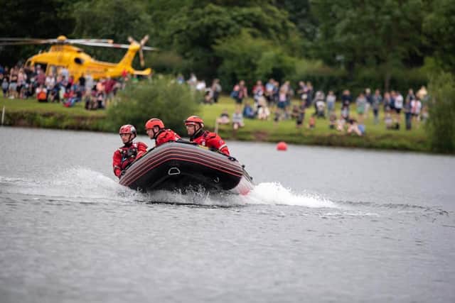 Water rescue volunteers from York Rescue Boat in action on the lake at a previous Rescue Day