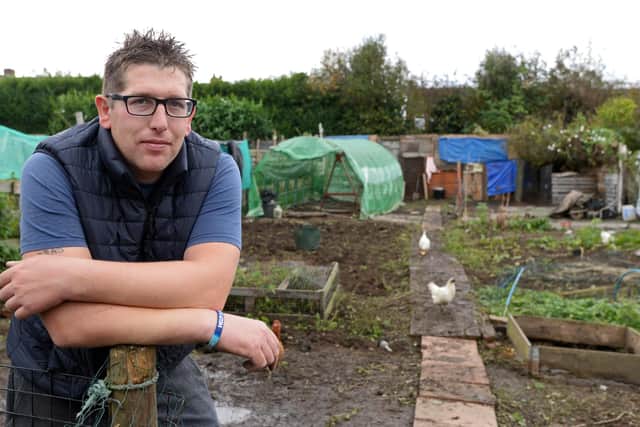 Brad Duffy, pictured on his allotment. Picture: NDFP-20-10-20 Duffy 1-NMSY