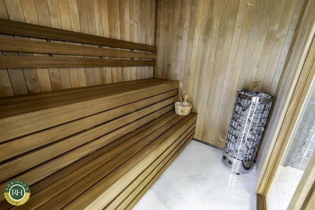 The sauna is part of the main bedroom suite.