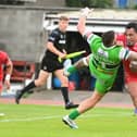 Mahe Founa scores against Hunslet. Picture: Howard Roe/AHPIX.com