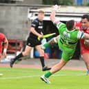 Mahe Founa scores against Hunslet. Picture: Howard Roe/AHPIX.com