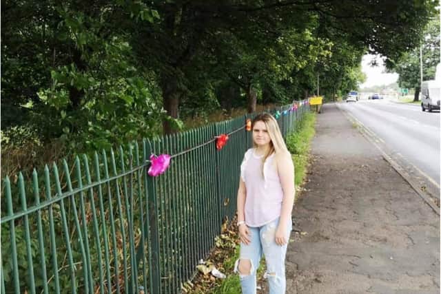Caitlin spent hours decorating Sandall Park with coloured bows
