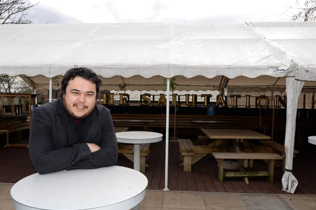 Josh Wilsdon, manager, pictured in the Beer Garden at The Salutation. NDFP-09-03-21-Salutation 1-NMSY