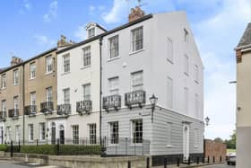 The impressive outer view of the Georgian town house that's currently for sale.