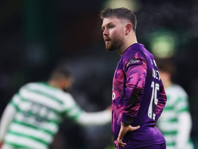 GLASGOW, SCOTLAND - JANUARY 08: Glenn Middleton of Dundee United looks on during the William Hill Premiership match between Celtic FC and Dundee United at Celtic Park on January 08, 2025 in Glasgow, Scotland. (Photo by Ian MacNicol/Getty Images)