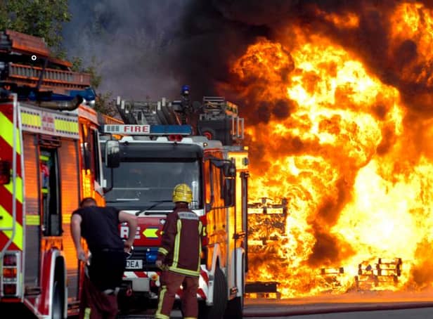 File picture shows South Yorkshire firefighters