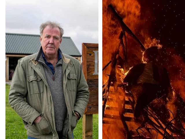Jeremy Clarkson says claims he burned an effigy of Donald Trump on Bonfire Night (right) are "utter horses***" (Photo: Jeremy Clarkson/Instagram).