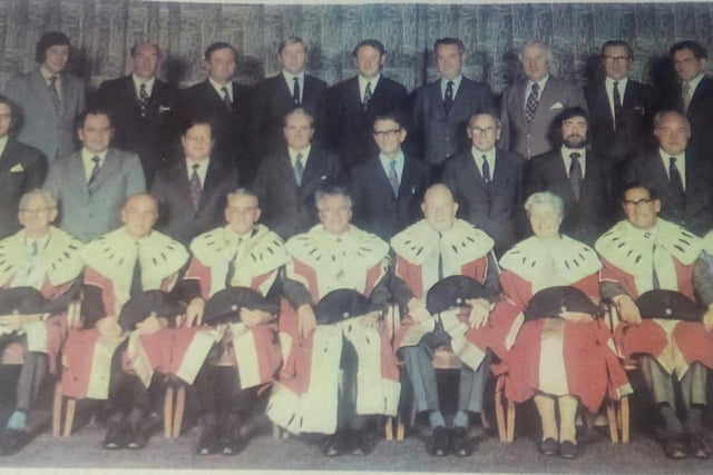 September 1974:  The last ever photo of Kirkcaldy District Council before the re-organisation of local government - and the first ever full colour picture to appear in the Fife Free Press.