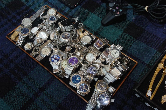 A tray of watches  - costing from £4 upwards - inside Duncanson & Edwards in Queen Street.