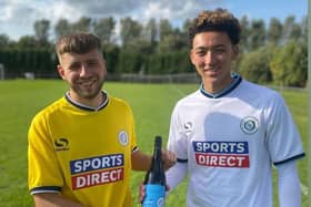 Rio Allan (right) pictured with his Doncaster City teammate Tom Stalton.