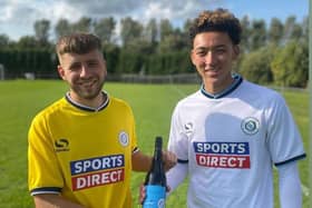 Rio Allan (right) pictured with his Doncaster City teammate Tom Stalton.