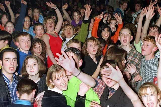 Youngsters enjoy the party on the dance floor at Karisma, Doncaster, February 1997