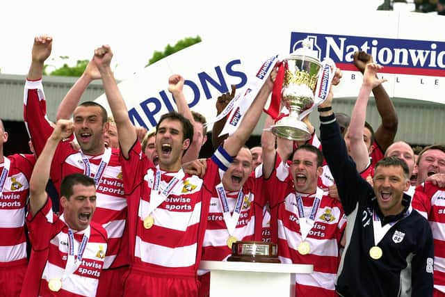 Doncaster Rovers celebrate winning Division Three in 2004.