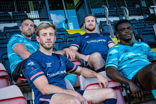 Doncaster Knights have unveiled their home and away shirts for the 2023/24 season. Photo: Kitlocker