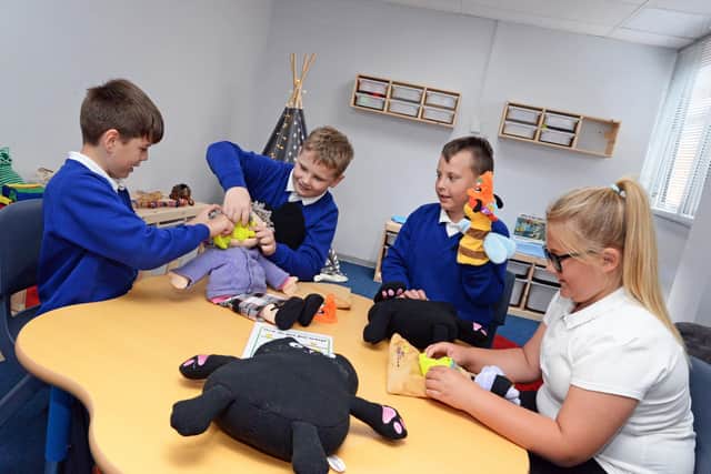 Morley Place Academy pupils pictured in the Thrive Room. Picture: NDFP-15-06-21-MorleyPlace 4-NMSY