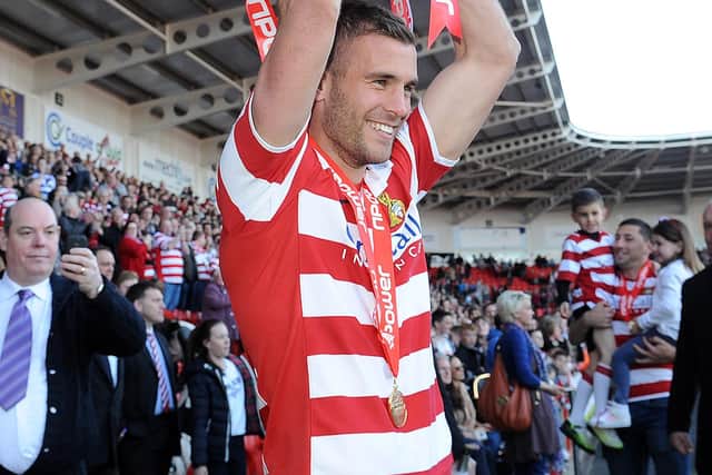 Tommy Spurr lifted the League One Trophy with Doncaster Rovers. Picture: Andrew Roe.