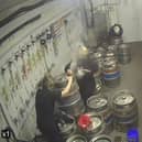 The pair were covered in beer after a keg at the pub released a "fountain of Carling." (Photo: Thornhurst Manor).