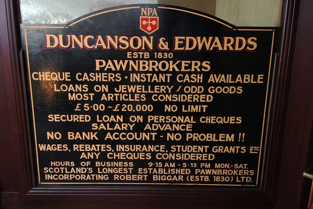 A Duncanson & Edwards pawnbrokers sign.