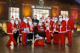 The Santas arrive at Doncaster.