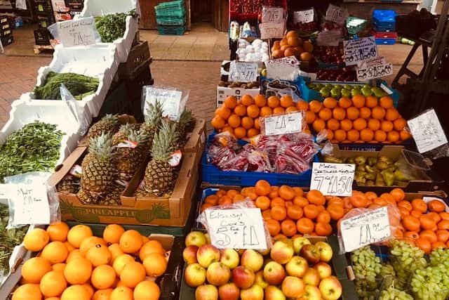 Fresh fruit and veg on sale