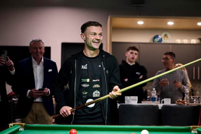 Josh Padley during Matchroom in the Community with World Snooker event with Ken Docherty Picture By Mark Robinson