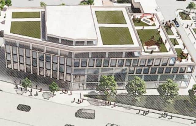 An artist impression of the new multi-use building planned as part of the £25m funding for Doncaster town centre