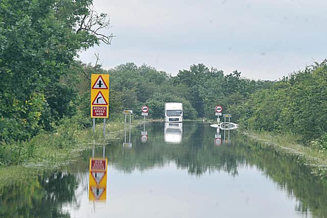 Fordstead Lane, pictured in a previous flooding incident, has already been closed off.