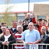 Hundreds of Rovers supporters waited outside the ground for a glimpse of James Coppinger
