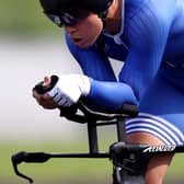 Nikos Papangelis of Team Greece competes during the Men's C2 Time Trial on day 7 of the Tokyo 2020 Paralympic Games Photo by Dean Mouhtaropoulos/Getty Images
