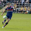 Sam Olver kicks for goal against Bedford earlier this season. Picture: Tony Johnson.