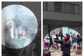 Video caught yob Thomas Birley attacking the hotel and helping attempts to set it on fire.