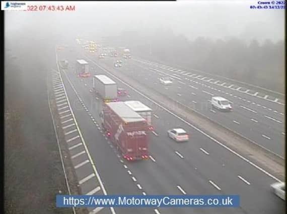 A yellow weather warning for fog is in place this morning (November 14) and traffic is likely to be affected.