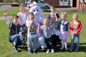 Youngsters in Woodfield Park with the Easter Bunny in 2016