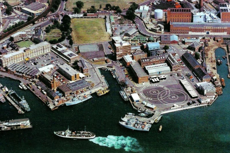 HMS Vernon pictured in 1977 - it has since been replaced by Gunwharf Quays.