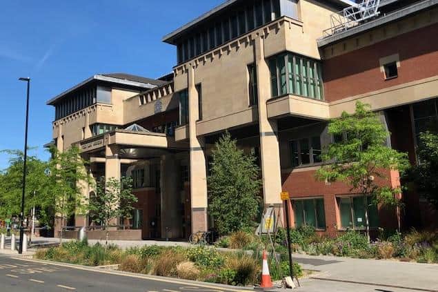 Sheffield Crown Court, pictured, has heard how a stalker has been threatened with jail if continues to plague his ex-partner and her family.