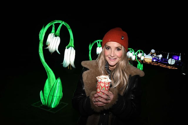 TV presenter Helen Skelton visits the Winter Illuminations at Yorkshire Wildlife Park.