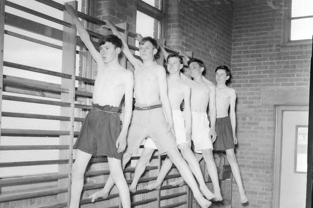Boys from Dyke House School demonstrate their skill on the wall bars in 1954. Photo: Hartlepool Museum Service.